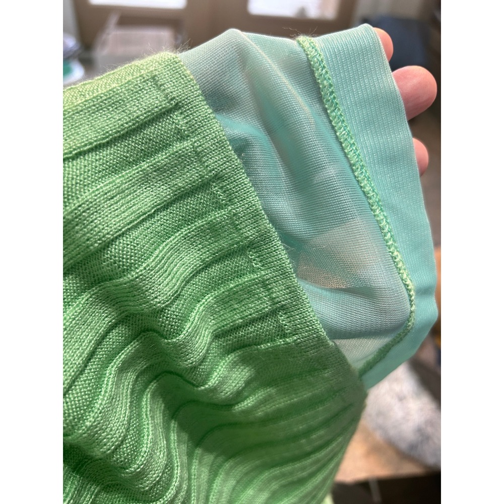 Vintage Pistachio Green Pleated Midi Skirt Made in Italy Flowy Spring Skirt Sz M - Picture 6 of 7